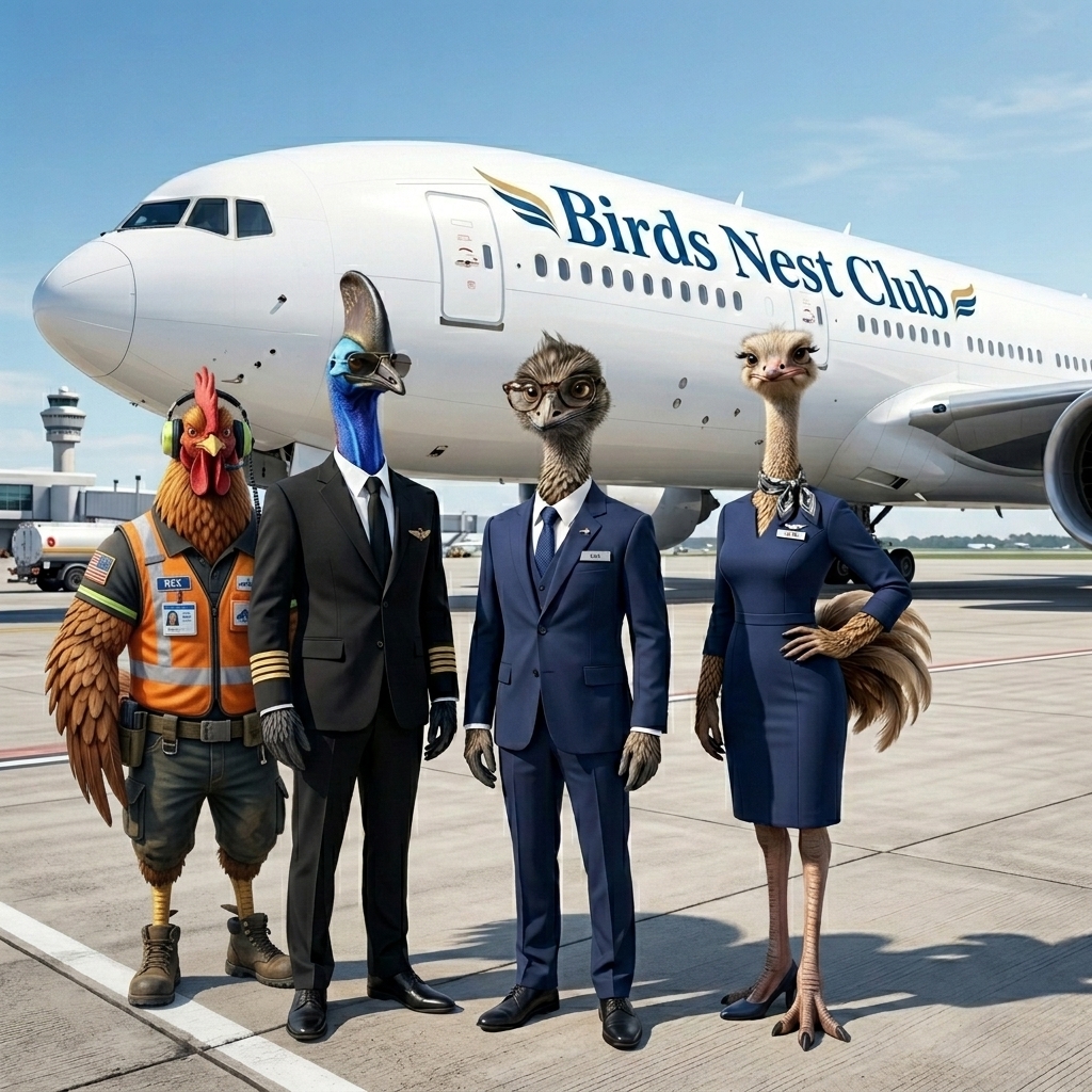 Birds Nest Club Aircraft with Full Crew